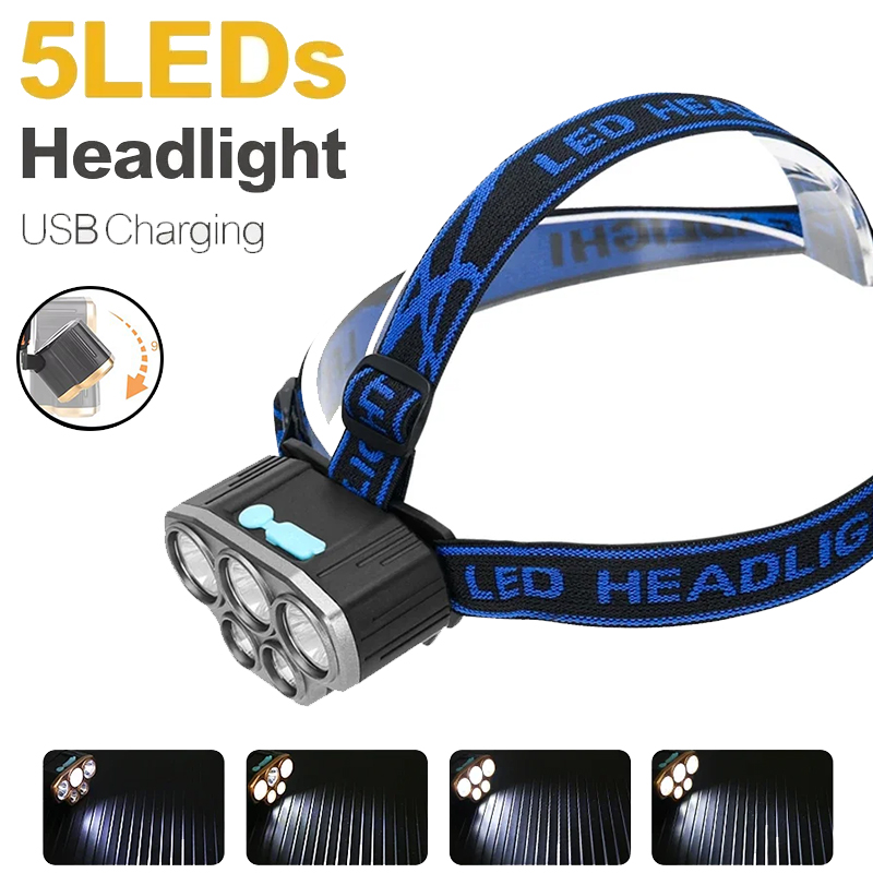 Running Headlamp - Senter Kepala 5 LED Isi Ulang