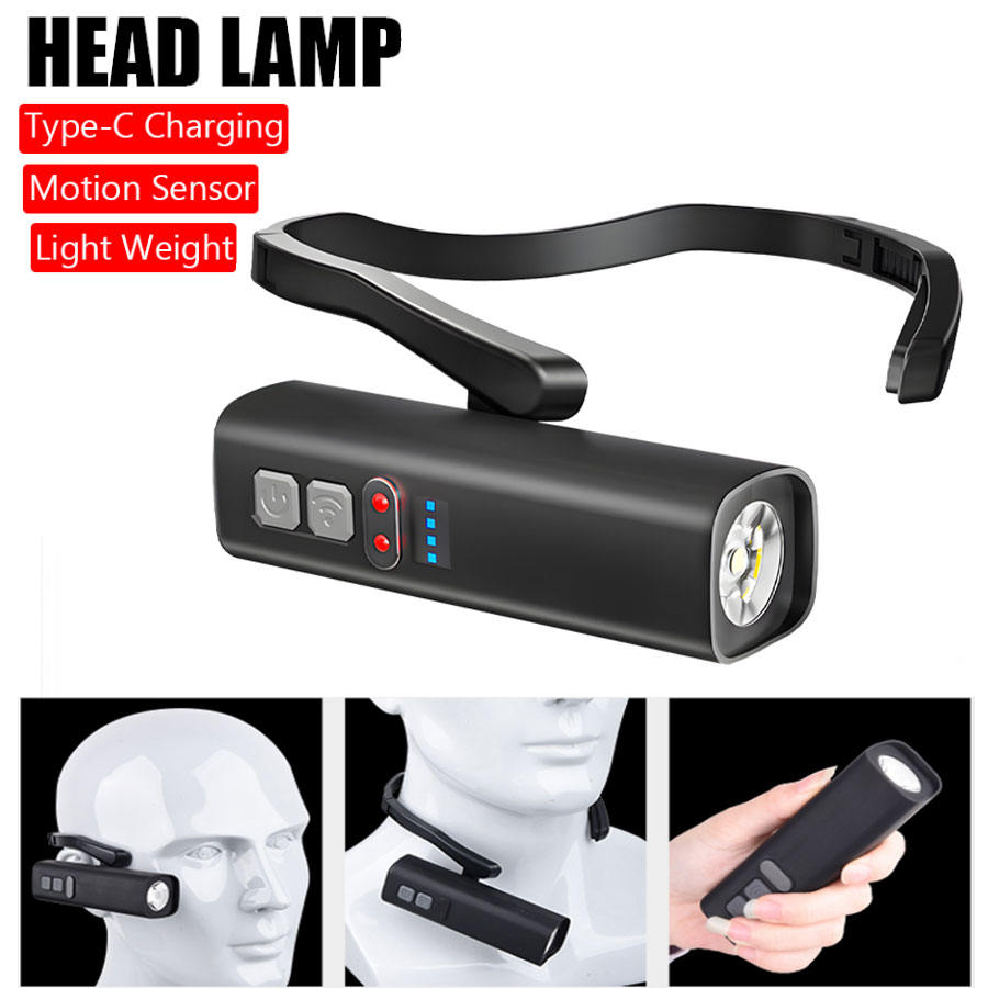 Running Headlamp - Lampu Kepala Jepit Super Terang USB