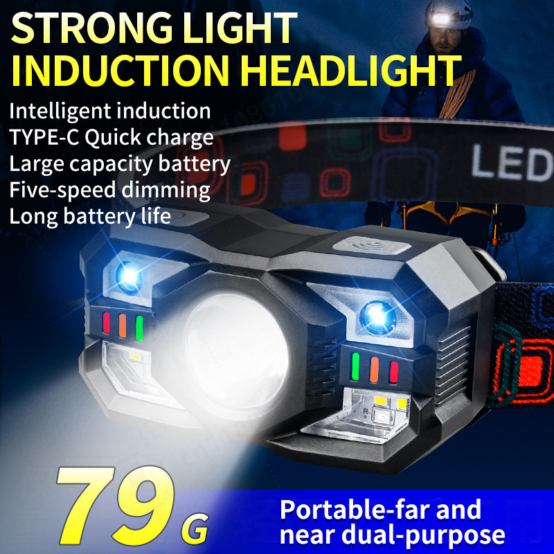 Running Headlamp - Lampu Kepala LED Induksi Pengisian Daya