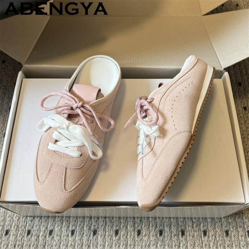 Running Shoes Women - Sandal Datar Kasual Wanita dengan Tali,