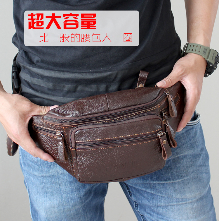 Running Belt - Tas pinggang pria kulit sapi asli,