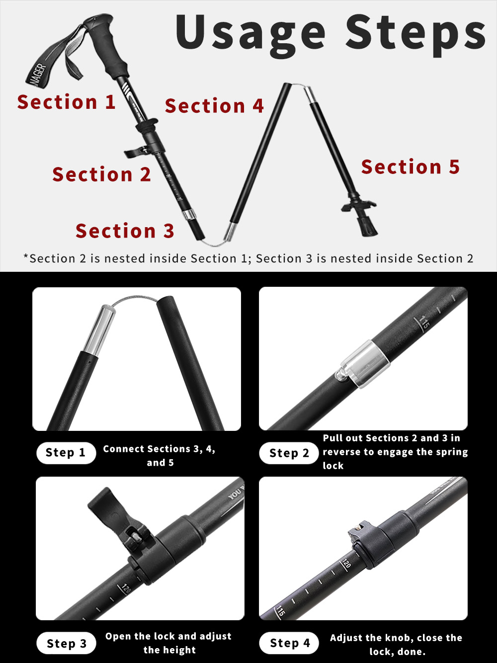 Tongkat Trekking Lipat Alumini - Trekking Pole Carbon ulasan dan harga